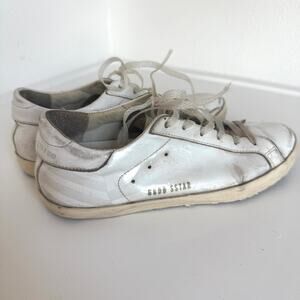 Golden Goose Superstar Sneakers White Leather Distressed Low Top Size 38 Women